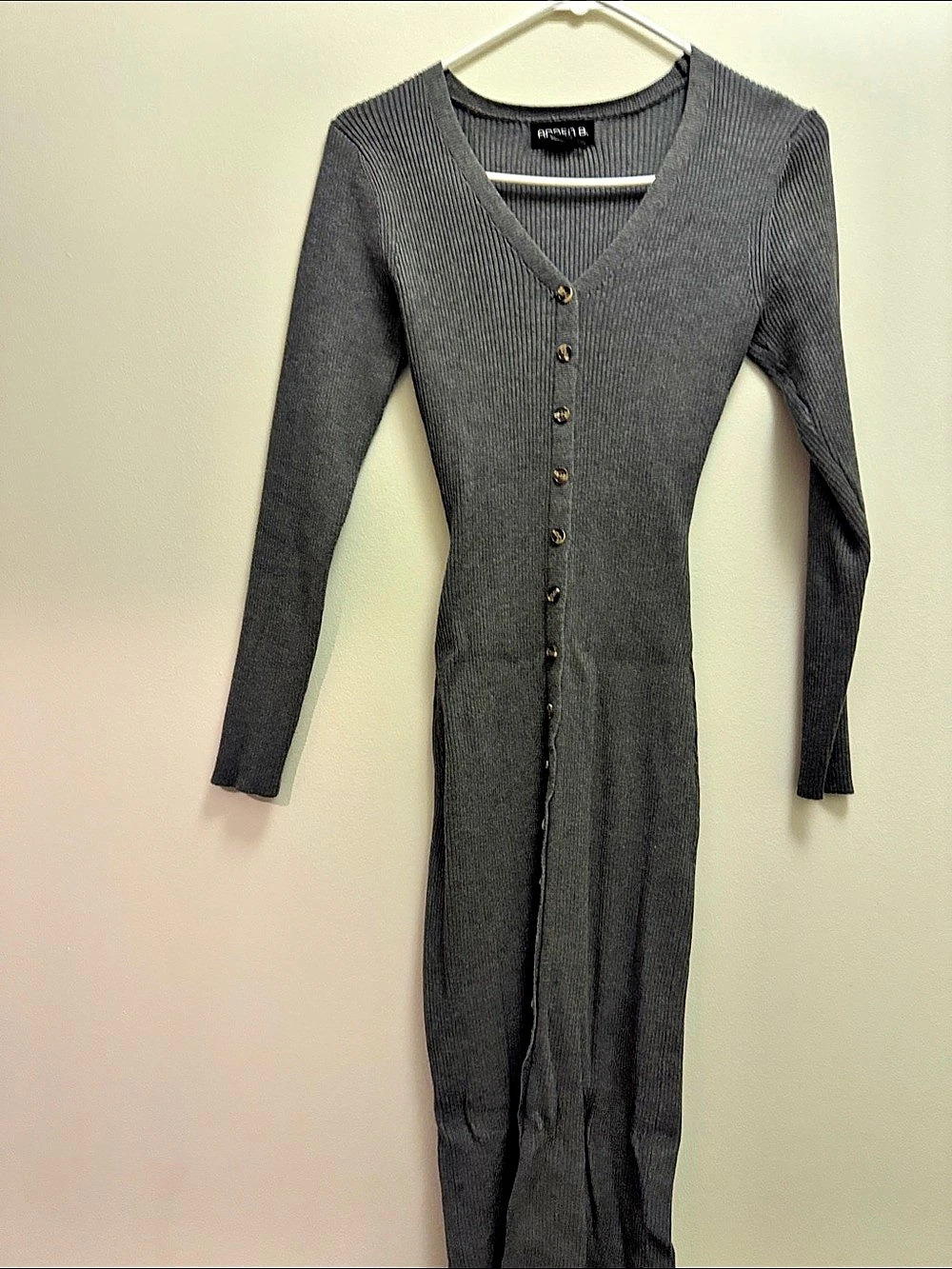 Arden B. Gray Ribbed Maxi Dress Like New